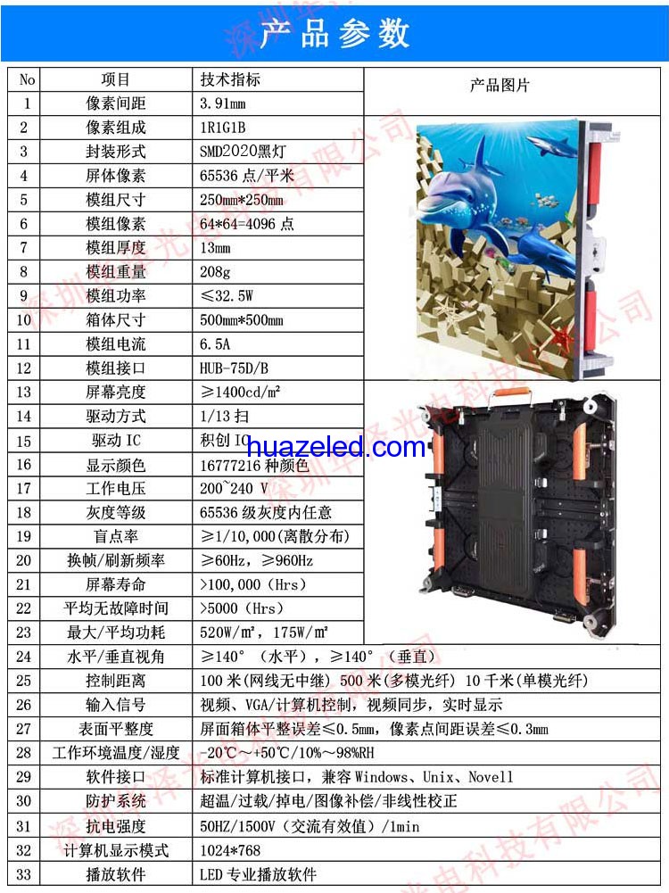 P3.91高清LED租賃屏